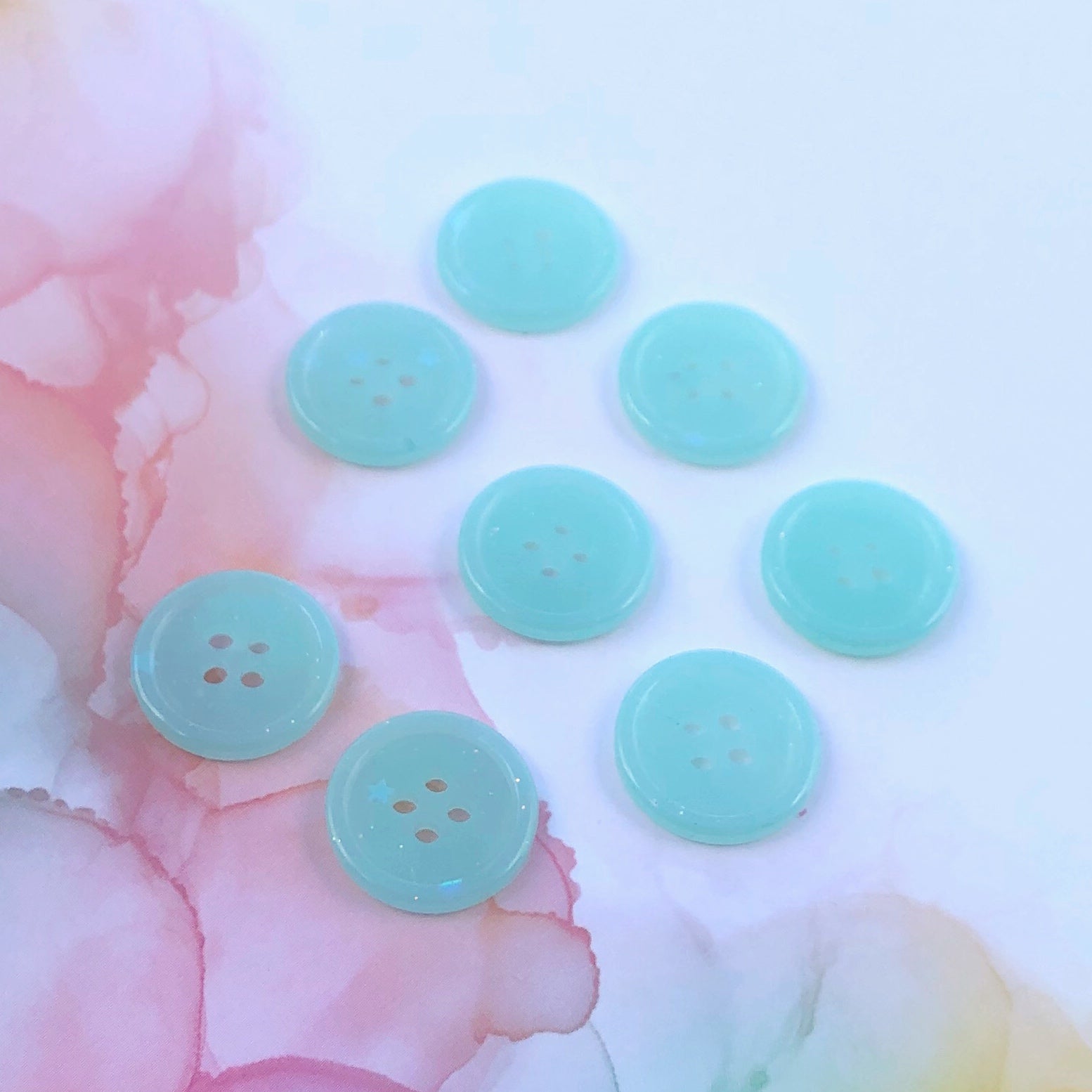 Mint Glitter Buttons 3/4 inch/19mm