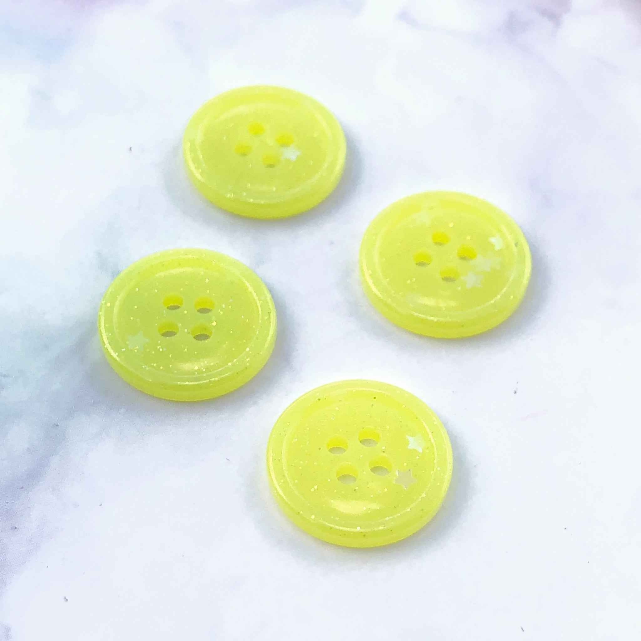 Yellow Glitter Buttons 3/4 inch/19mm