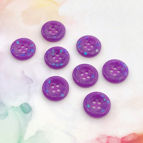 Purple Glitter Buttons 11/16 inch/18mm